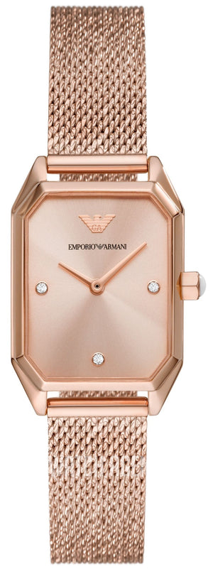 Emporio Armani Joy Quartz Rose Gold Dial Rose Gold Mesh Bracelet Watch For Women - AR11347 Authentic Buy Shop Now