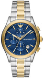 Emporio Armani Paolo Chronograph Blue Dial Two Tone Steel Strap Watch For Men - AR11579 Authentic Buy Shop Now
