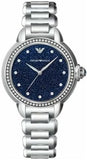 Emporio Armani Mia Three Hand Crystals Blue Dial Silver Steel Strap Watch For Women - AR11630 Authentic Buy Shop Now