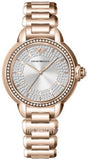 Emporio Armani Mia Three Hand Crystals Silver Dial Rose Gold Steel Strap Watch For Women - AR11633 Authentic Buy Shop Now
