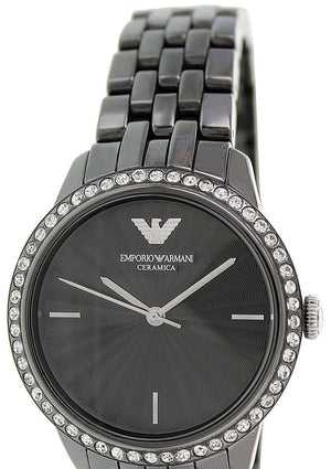 Emporio Armani Crystal Ceramica Black Dial Black Steel Strap Watch For Women - AR1478 Authentic Buy Shop Now
