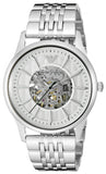 Emporio Armani Meccanico Skeleton Silver Dial Silver Steel Strap Watch For Men - AR1945 Authentic Buy Shop Now