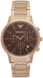 Emporio Armani Renato Chronograph Brown Dial Rose Gold Steel Strap Watch For Men - AR2504 Authentic Buy Shop Now