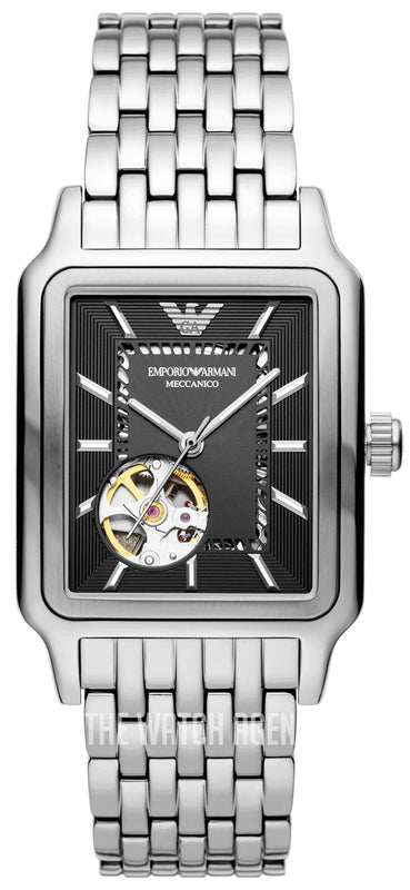 Emporio Armani Diego Automatic Black Dial Silver Steel Strap Watch For Men - AR60057 Authentic Buy Shop Now