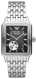 Emporio Armani Diego Automatic Black Dial Silver Steel Strap Watch For Men - AR60057 Authentic Buy Shop Now