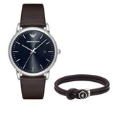 Emporio Armani Kappa Quartz Black Dial Brown Leather Strap Watch For Men - AR80008 Authentic Buy Shop Now
