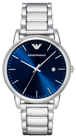 Emporio Armani Dress Analog Blue Dial Silver Steel Strap Watch For Men - AR8033 Authentic Buy Shop Now