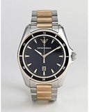 Emporio Armani Quartz Black Dial Two Tone Steel Strap Watch For Men - AR80017 Authentic Buy Shop Now