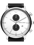 Emporio Armani Gianni White Dial Black Leather Strap Watch For Men - AR0385 Authentic Buy Shop Now