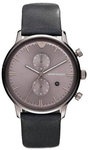Emporio Armani Classic Grey Dial Grey Leather Strap Watch For Men - AR0388 Authentic Buy Shop Now