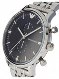 Emporio Armani Chronograph Black Dial Silver Steel Strap Watch For Men - AR0389 Authentic Buy Shop Now