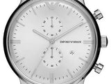 Emporio Armani Classic Chronograph Quartz Silver Dial Silver Mesh Bracelet Watch For Men - AR0390 Authentic Buy Shop Now