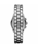 Emporio Armani Velente Chronograph Black Dial Silver Steel Strap Watch For Women - AR0674 Authentic Buy Shop Now