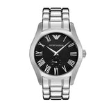 Emporio Armani Valente Black Dial Silver Steel Strap Watch For Men - AR0680 Authentic Buy Shop Now