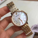 Emporio Armani Dress Analog Mother of Pearl Dial Gold Steel Strap Watch For Women - AR11007 Authentic Buy Shop Now