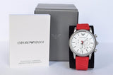 Emporio Armani Luigi Chronograph White Dial Red Rubber Strap Watch For Men - AR11021 Authentic Buy Shop Now