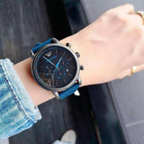 Emporio Armani Luigi Chronograph Black Dial Blue Rubber Strap Watch For Men - AR11023 Authentic Buy Shop Now