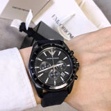 Emporio Armani Giovanni Chronograph Black Dial Black Rubber Strap Watch For Men - AR11028 Authentic Buy Shop Now