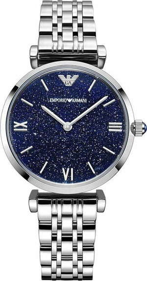 Emporio Armani Gianni T Bar Dark Blue Dial Silver Stainless Steel Watch For Women - AR11091 Authentic Buy Shop Now