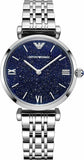 Emporio Armani Gianni T Bar Dark Blue Dial Silver Stainless Steel Watch For Women - AR11091 Authentic Buy Shop Now