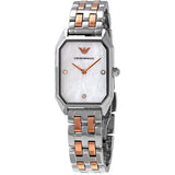 Emporio Armani Gianni T Bar Mother of Pearl Dial Two Tone Steel Strap Watch For Women - AR11146 Authentic Buy Shop Now