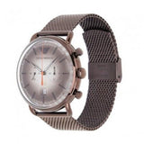 Emporio Armani Aviator Chronograph Grey Dial Brown Mesh Bracelet Watch For Men - AR11169 Authentic Buy Shop Now