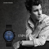 Emporio Armani Aviator Chronograph Blue Dial Black Mesh Bracelet Watch For Men - AR11201 Authentic Buy Shop Now