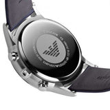 Emporio Armani Renato Chronograph Blue Dial Black Leather Strap Watch For Men - AR11216 Authentic Buy Shop Now