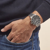 Emporio Armani Diver Chronograph Quartz Black Dial Silver Steel Strap Watch For Men - AR11360 Authentic Buy Shop Now