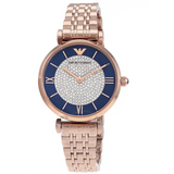 Emporio Armani Gianni T-Bar Quartz Crystals Black Dial Gold Steel Strap Watch For Women - AR11423 Authentic Buy Shop Now
