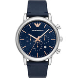 Emporio Armani Luigi Chronograph Blue Dial Blue Leather Strap Watch For Men - AR11451 Authentic Buy Shop Now