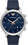 Emporio Armani Luigi Chronograph Blue Dial Blue Leather Strap Watch For Men - AR11451 Authentic Buy Shop Now