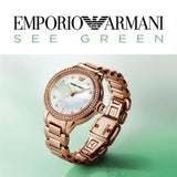 Emporio Armani Aira Three Hand Mother of Pearl Dial Rose Gold Steel Strap Watch For Women - AR11523 Authentic Buy Shop Now