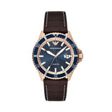 Emporio Armani Pro Planet Three Hand Date Blue Dial Brown Leather Strap Watch For Men - AR11556 Authentic Buy Shop Now