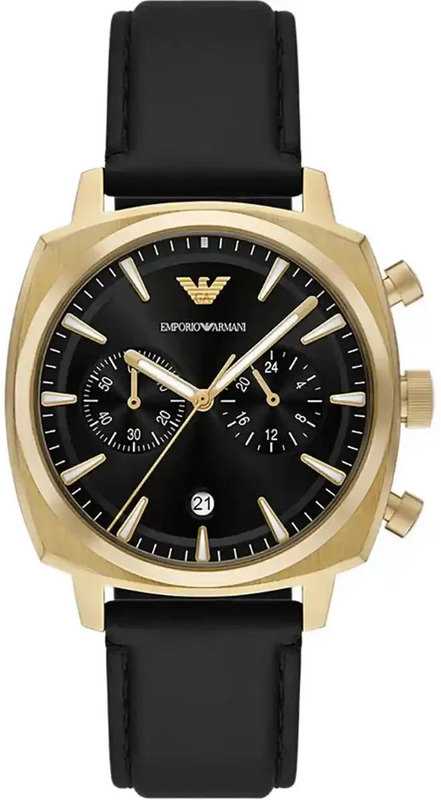 Emporio Armani Ruggero Chronograph Black Dial Black Leather Strap Watch for Men - AR11690 Authentic Buy Shop Now
