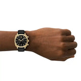 Emporio Armani Ruggero Chronograph Black Dial Black Leather Strap Watch for Men - AR11690 Authentic Buy Shop Now