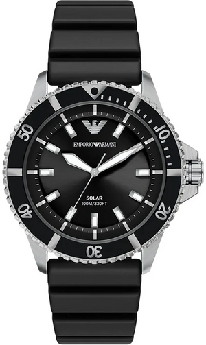 Emporio Armani World Explorer Solar Black Dial Black Silicone Strap Watch for Men - AR11788 Authentic Buy Shop Now