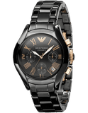 Emporio Armani Chronograph Black Ceramic Stainless Steel Dial Watch For Women - AR1411 Authentic Buy Shop Now