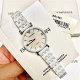 Emporio Armani Giannti T Bar Quartz Mother of Pearl Dial White Steel Strap Watch For Women - AR1485 Authentic Buy Shop Now