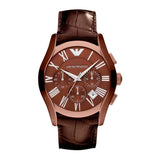 Emporio Armani Valente Classic Brown Dial Brown Leather Strap Watch For Men - AR1609 Authentic Buy Shop Now