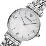 Emporio Armani T Bar Mother of Pearl Dial Steel Strap Watch For Women - AR1682 Authentic Buy Shop Now