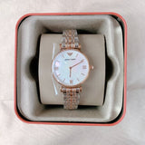 Emporio Armani T Bar Gianni Classic Mother Of Pearl Dial Two Tone Steel Strap Watch For Women - AR1683 Authentic Buy Shop Now