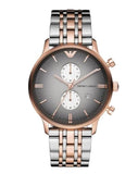 Emporio Armani Gianni Chronograph Grey Dial Two Tone Steel Strap Watch For Men - AR1721 Authentic Buy Shop Now
