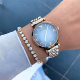 Emporio Armani Gianni T Bar Grey Dial Two Tone Stainless Steel Watch For Women - AR1725 Authentic Buy Shop Now