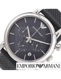 Emporio Armani Luigi Chronograph Quartz Grey Dial Grey Leather Strap Watch For Men - AR1735 Authentic Buy Shop Now