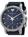 Emporio Armani Luigi Chronograph Blue Dial Black Leather Strap Watch For Men - AR1736 Authentic Buy Shop Now