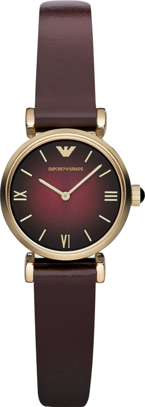 Emporio Armani Gianni T Bar Burgundy Dial Burgundy Leather Strap Watch For Women - AR1758 Authentic Buy Shop Now