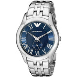 Emporio Armani Valente Chronograph Blue Dial Silver Steel Strap Watch For Men - AR1789 Authentic Buy Shop Now
