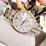 Emporio Armani Classic Silver Dial Two Tone Steel Strap Watch For Men - AR1839 Authentic Buy Shop Now