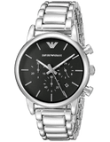 Emporio Armani Chronograph Black Dial Silver Steel Strap Watch For Men - AR1853 Authentic Buy Shop Now